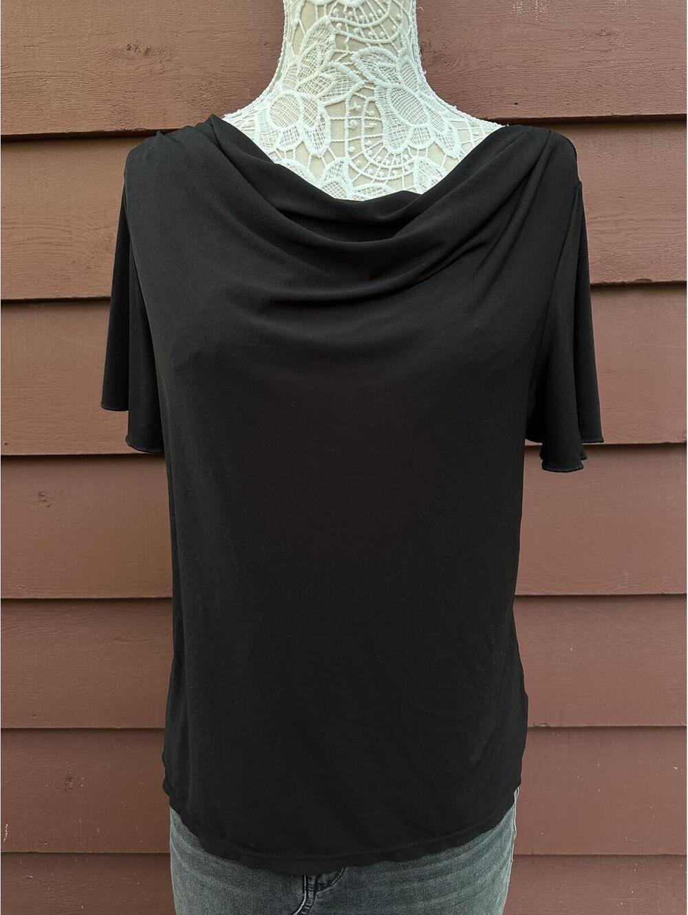 George Stretch Black Cowl Neck Short Sleeve Top